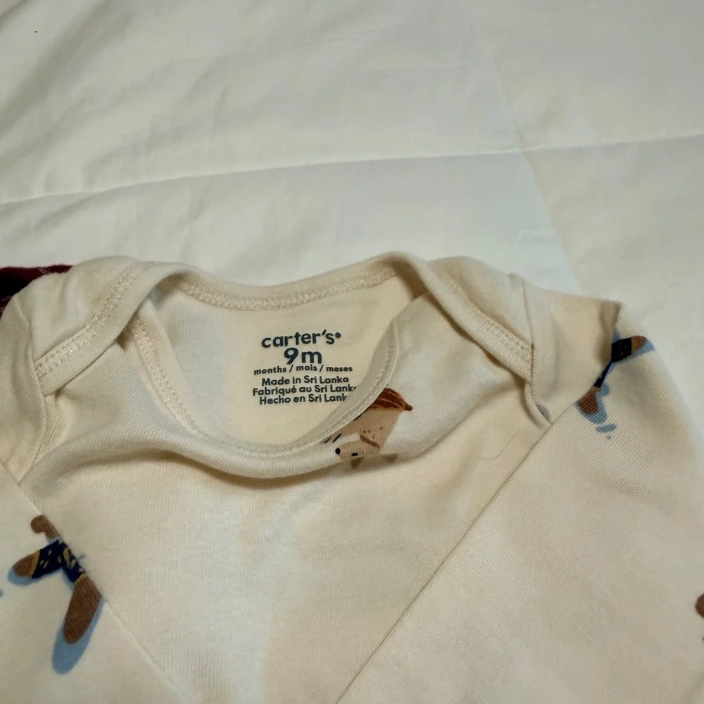 Carters 9M Baby Boy Long Sleeve Bodysuit 4 Pack Stripes Polar Bear Winter Animal